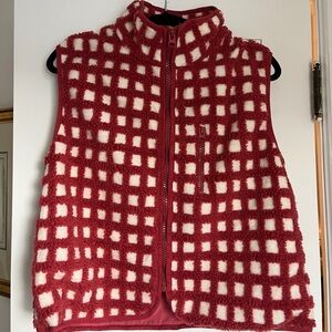 Red and White Checkered Fleece Vest